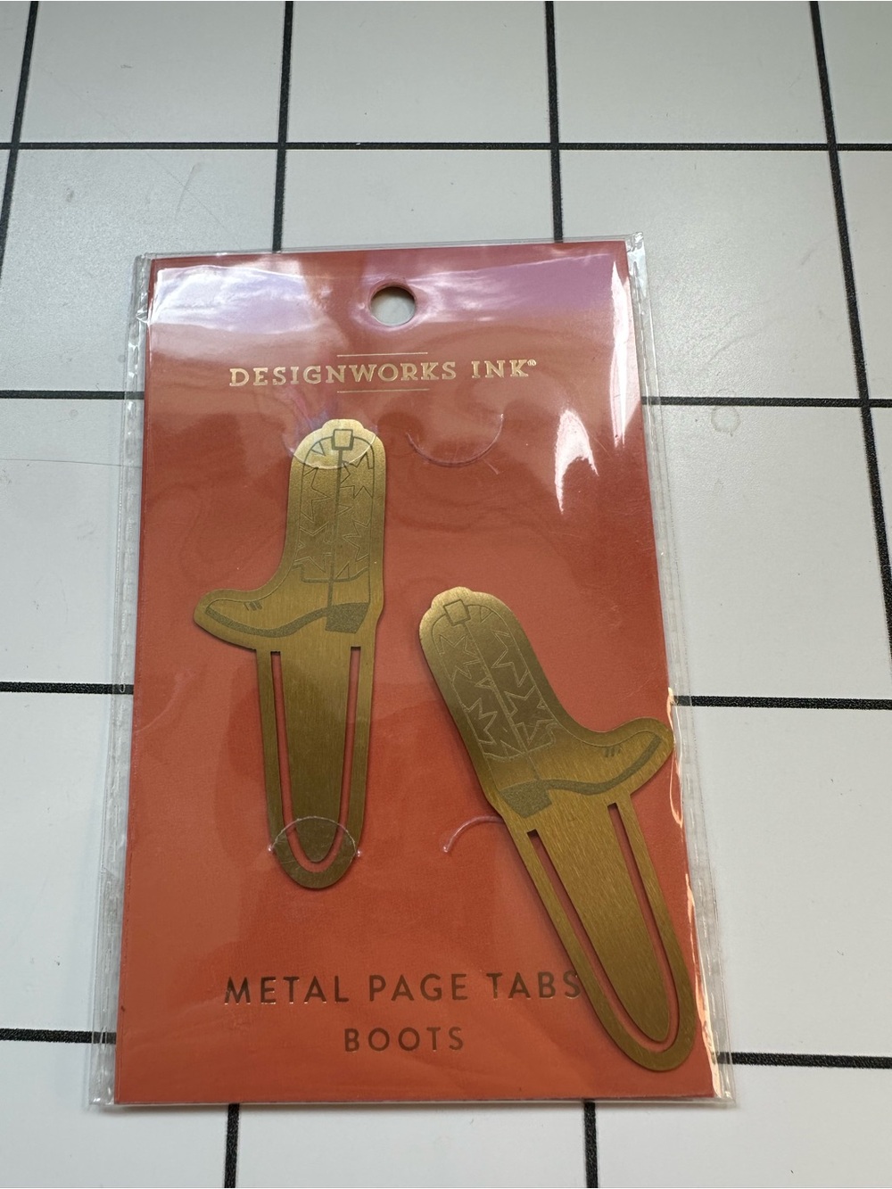 Designworks Ink Gold Boot Metal Page Tabs - Set of 2. Gold Cowboy boot bookmarks
